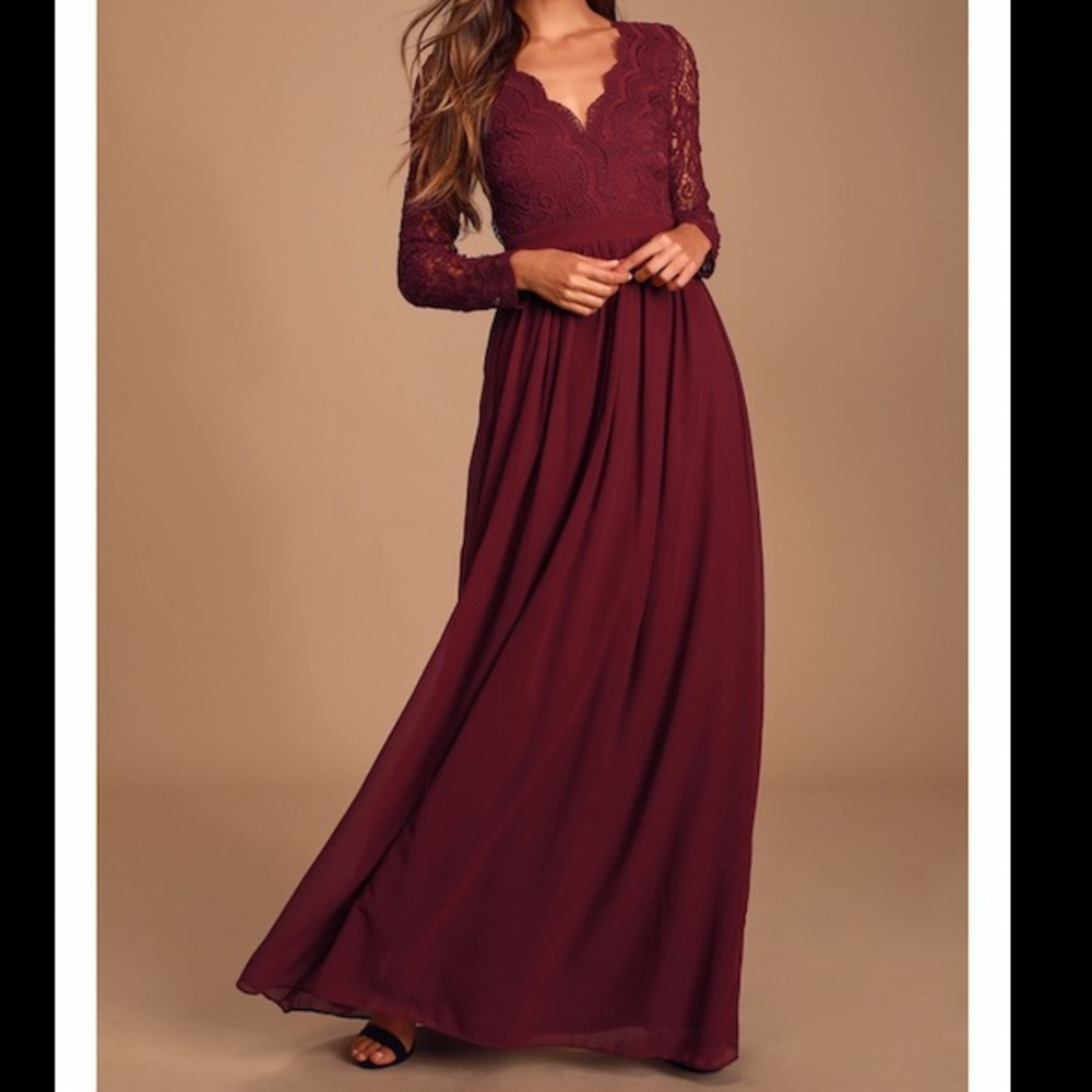 Lulus burgundy lace maxi dress